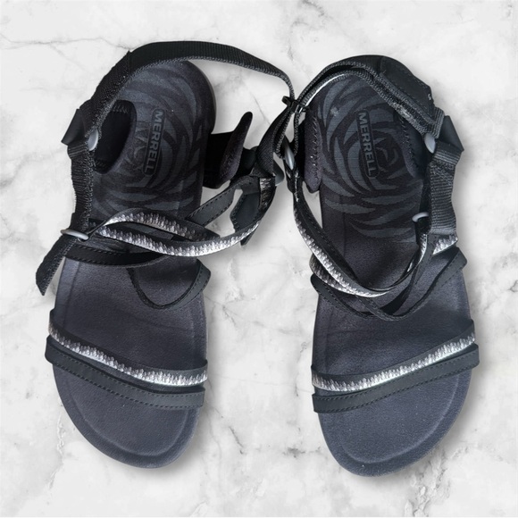 Merrell Women's Terran 3 Cush  Black/White Slide Sandals size 7/ 37 Outdoor - Picture 3 of 16